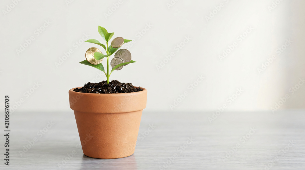 Fototapeta premium Beautiful indoor plant in a terracotta pot showcasing vibrant green foliage, natural growth, eco-friendly decor, and healthy sprout for home and garden