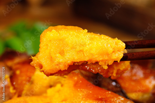 Картината върху платно Delicious Baked Sweet Potato from Shandong China - Traditional Golden Comfort Fo