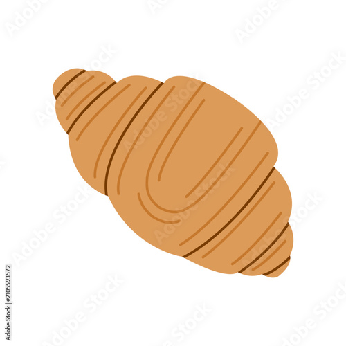 Schilderij op canvas Cute flat buttery croissant isolated on white background