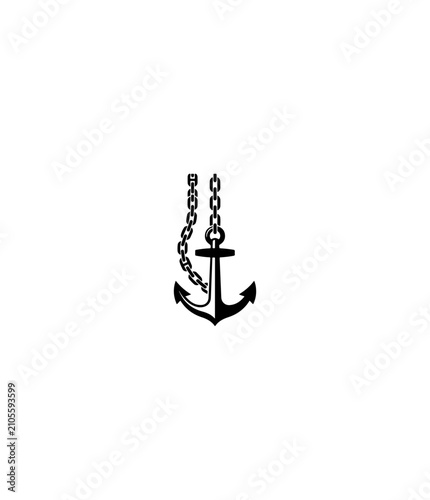 Minimalist Black Anchor Icon Vector Art