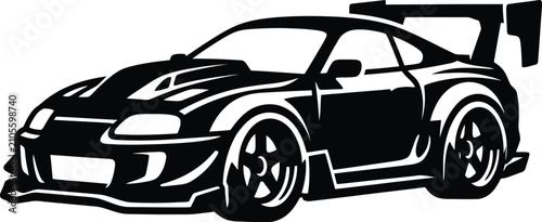 Photography Japanese sports car vector illustration with widebody kit and spoiler for automotive racing enthusiasts and tuning