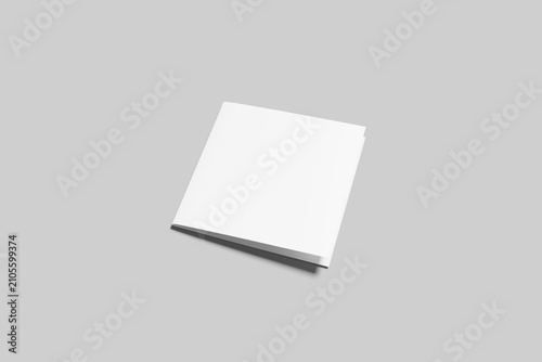 Blank Square Brochure Mockup Isolated on Soft Gray Background