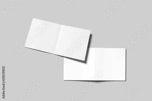 Blank Square Brochure Mockup Isolated on Soft Gray Background