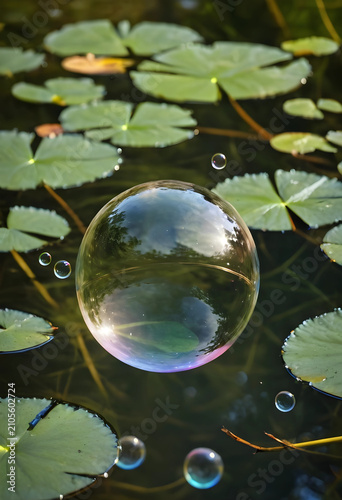 Large iridescent soap bubbl...
