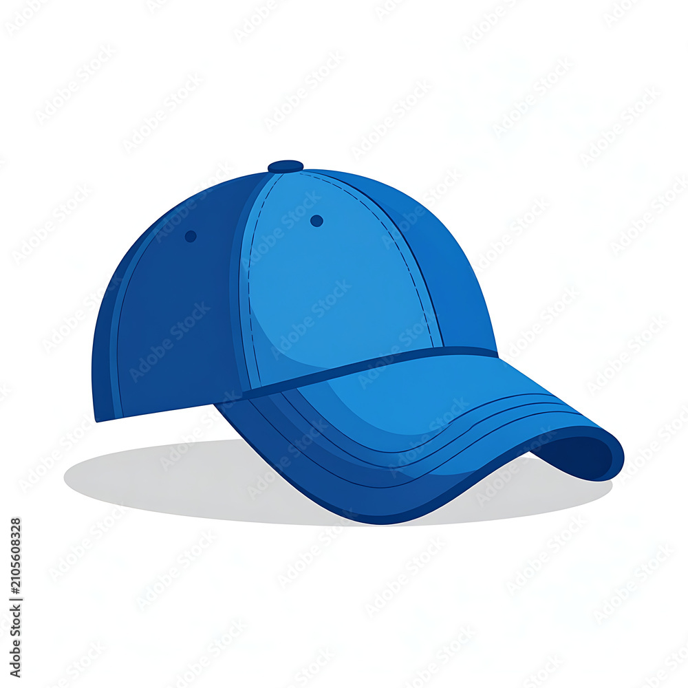Fototapeta premium Isolated blue baseball cap on white background, simple clean design