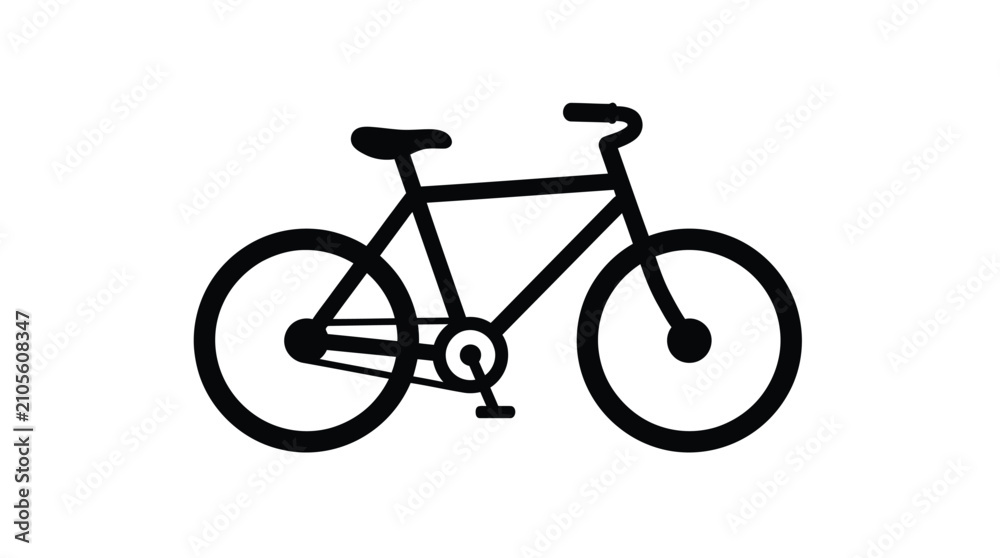 Fototapeta premium Bicycle Silhouette On White Background Minimalist Vector Illustration