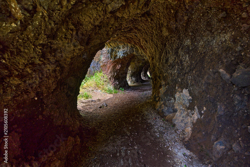 Inside a tunnel at Ventanas de Güímar