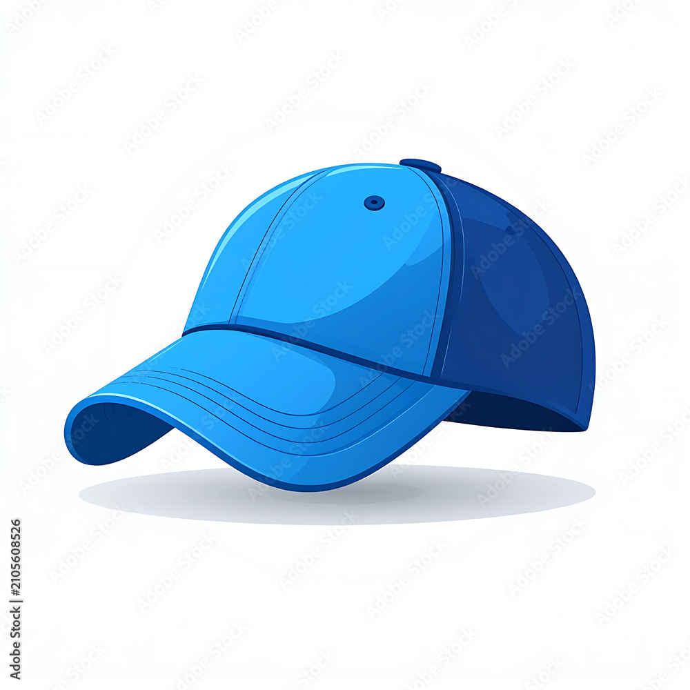 Fototapeta premium Isolated blue baseball cap with contrasting dark blue panels, clean design