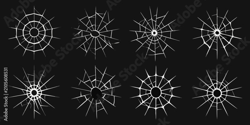 Cuadro en lienzo Cracked patterns collection white lines on black background