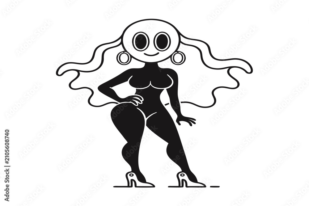Fototapeta premium coloring page line art the halloween ghost sexy girl black vector