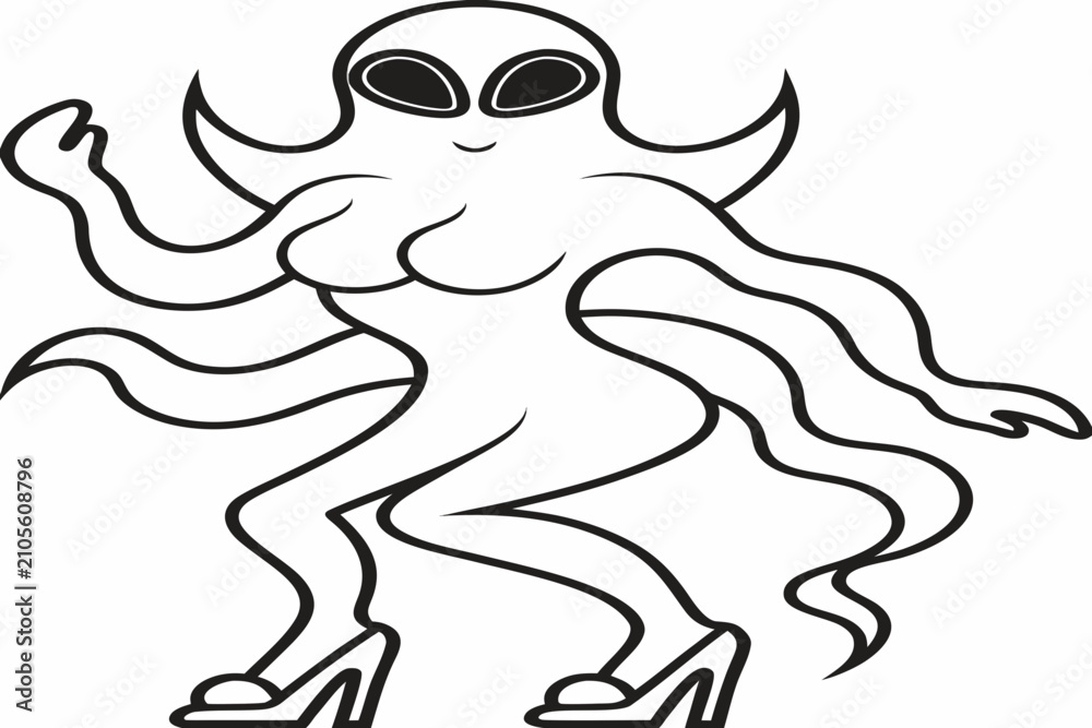 Fototapeta premium coloring page line art the halloween ghost sexy girl black vector