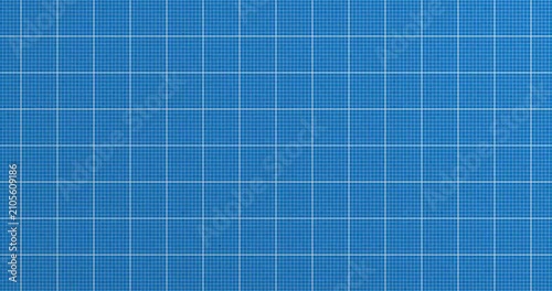 4k Resolution Video: Blueprint Grid Paper Concept. Animated Close Up Blue Technical Graph Paper Pattern With Fine White Lines, Square Cells And Full Frame Background