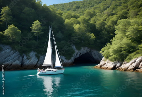 White sailboat navigating t...