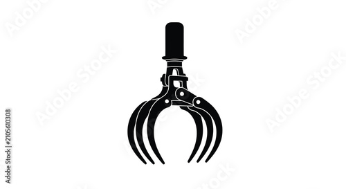 Tableau sur toile Mechanical claw silhouette against a white background showcasing a gripping tool