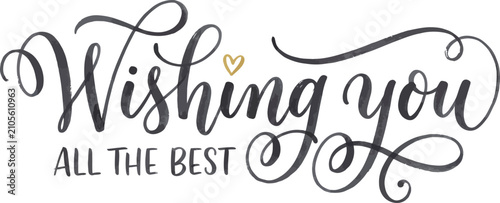 Elegant hand lettered 'wishing you all the best' calligraphy greeting text design