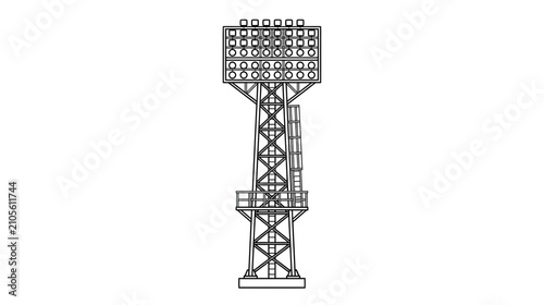 Foto Tall stadium floodlight tower, outline illustration