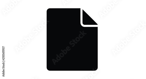 Foto Black document silhouette with a folded corner against a white background a simp