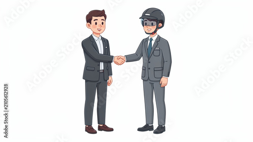 Businessmen Handshake in Formal Attire for Professional Partnership and Collaboration Illustration