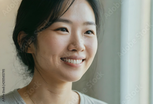 Smiling young asian woman l...