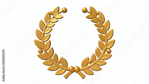 Golden laurel wreath cultural symbol of achievement and victory for awards ceremonies and recognition events with ornate design