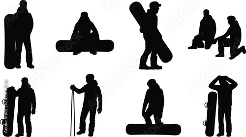 Foto Snowboarder Black Silhouette Vector Collection Featuring Winter Sports Athletes