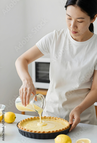 Young asian woman pouring l...