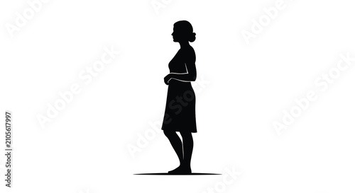 Obraz na płótnie Pregnant woman silhouette against a white background a simple depiction of expec
