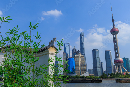 Photography Shanghai Skyline with Oriental Pearl Tower and Pudong Skyscrapers