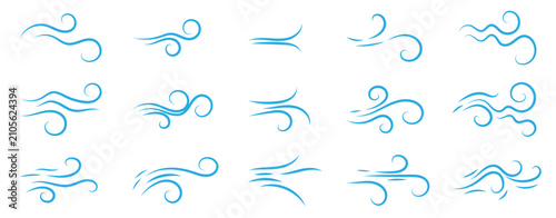Bild auf Leinwand Wind effect flow with line air spiral and symbol breeze water