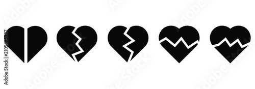 Tableau sur toile Black heart vector icons set