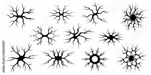 Foto Black Crack Illustrations Set Vector Graphics On White Background
