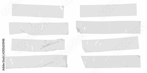 Photography Realistic crumpled adhesive tape pieces collection on a white background isolate