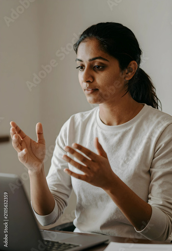 Young indian woman gesturin...