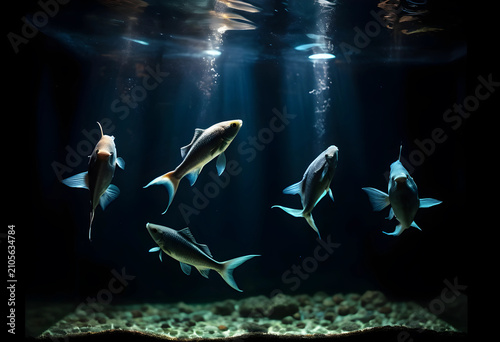 Five freshwater fish swimmi...