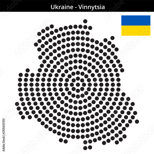 Canvas Print Map of Ukraine region Vinnytsia in concentric large dots