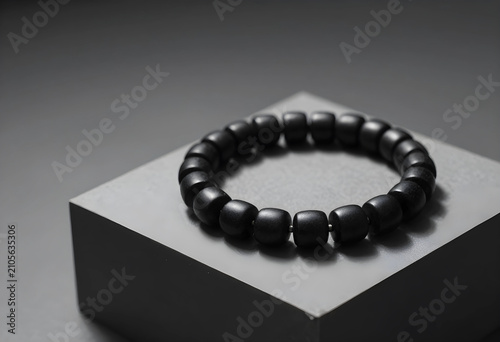 Black beaded bracelet on a ...