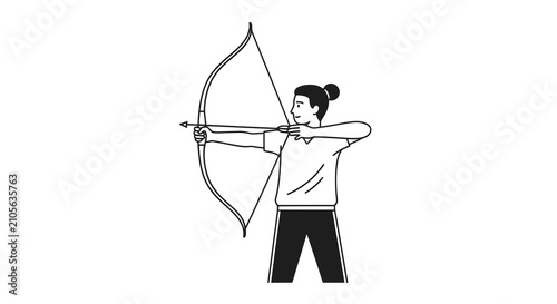 Obraz na płótnie Illustration of a person aiming with a bow and arrow.