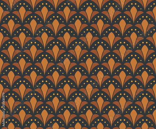 Decorative abstract art deco seamless pattern. Retro linear vector background.