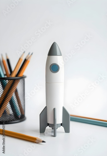 White and gray rocket shape...