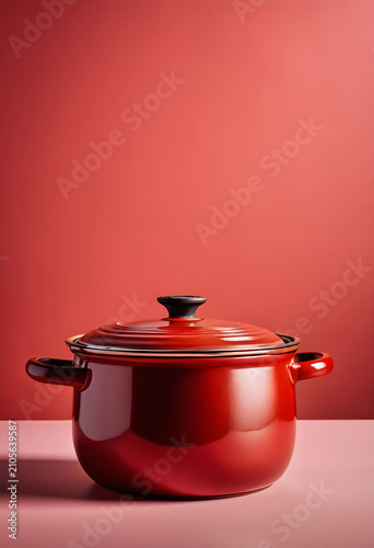 Red enameled cast iron dutc...
