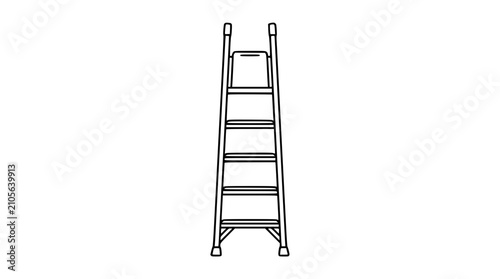 Simple Line Drawing of a Stepladder