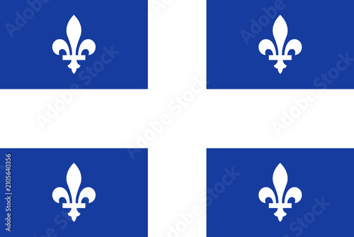 Flag of Quebec province of Canada button, badge, icon, sticker, banner.