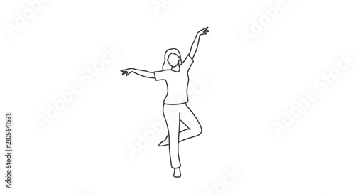 Obraz na plátně Illustration of a joyful person dancing with arms raised.