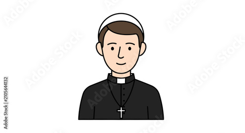 Bild auf Leinwand Illustrated priest in black clerical vestments with cross.