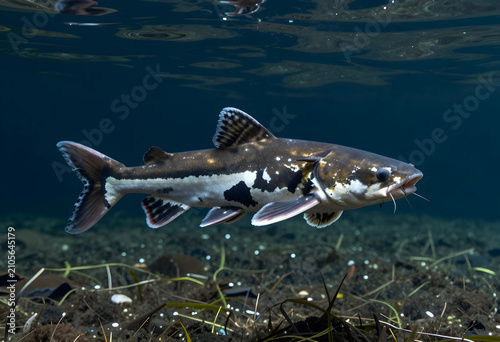 Freshwater catfish swimming...