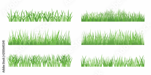Картината върху платно Green Grass Tufts Arrangement Vector Illustration On White Background