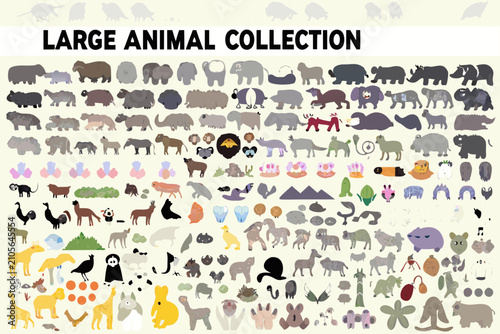 Photography Diverse Animal Collection A Flat Vector Illustration With Numerous Mammal And Bi