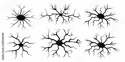 Quadro su tela Black Crack Illustrations Set On White Background