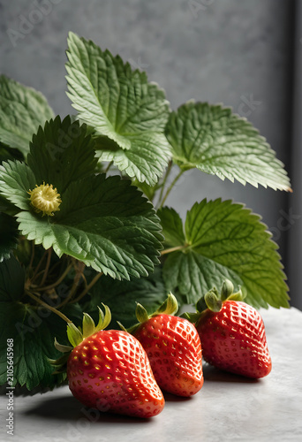 Fresh red strawberries with...