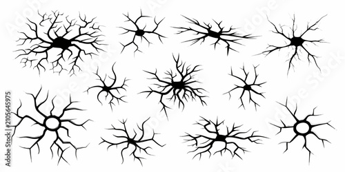 Quadro su tela Black Crack Illustrations Set Vector Design On White Background